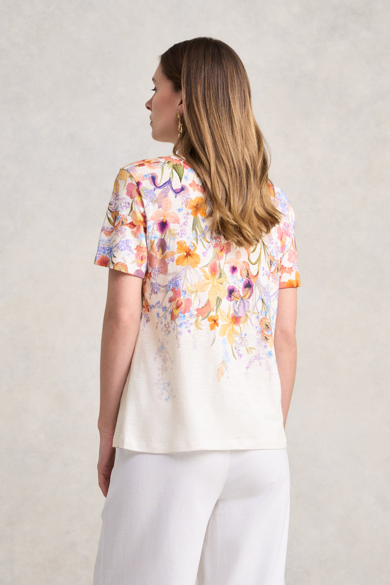 Notch Neck Tee - Fleur Print