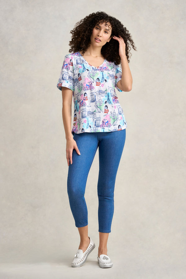 Printed V-Neck T-Shirt