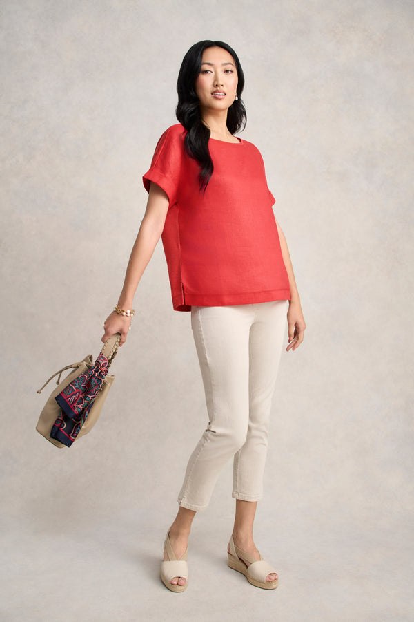 Linen Mix Top - Poppy