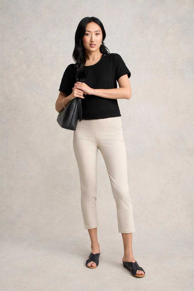 Crinkle Cotton T-Shirt - Black