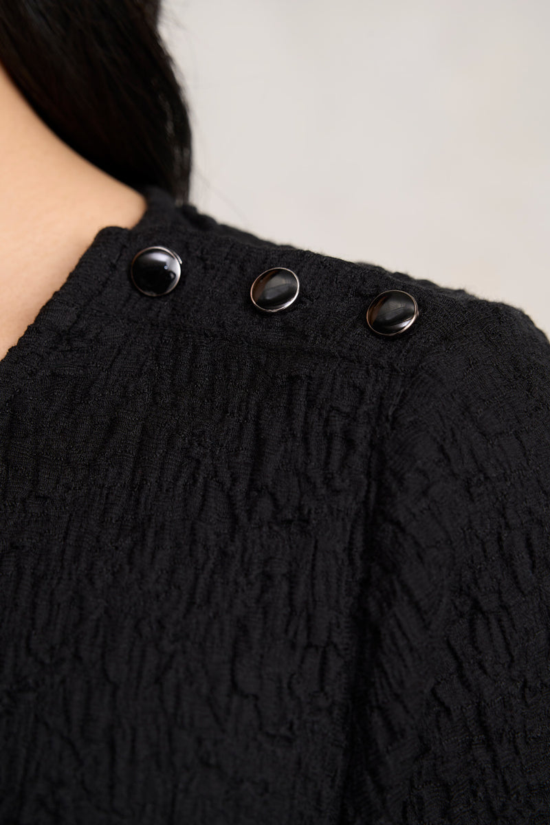 Crinkle Cotton T-Shirt - Black