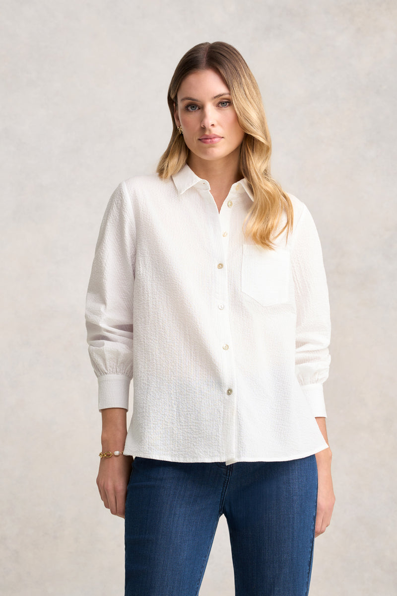 Cotton Seersucker Shirt - White