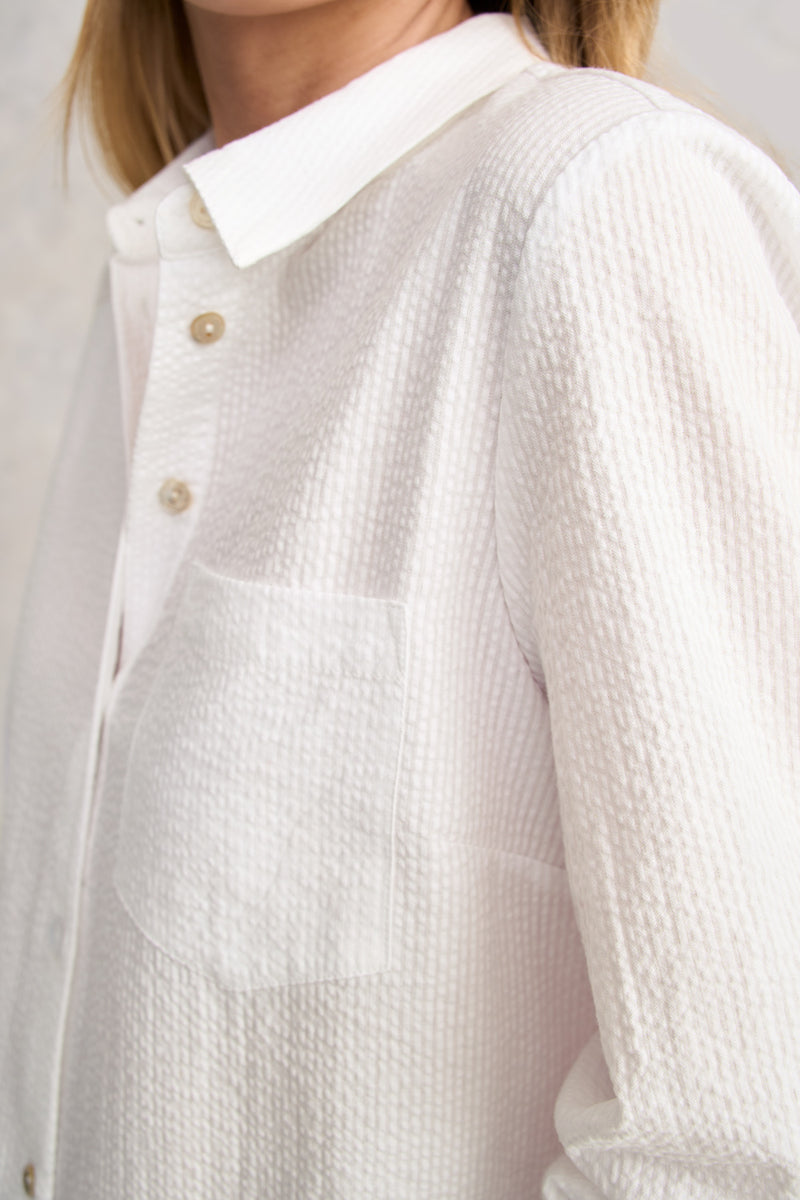Cotton Seersucker Shirt - White