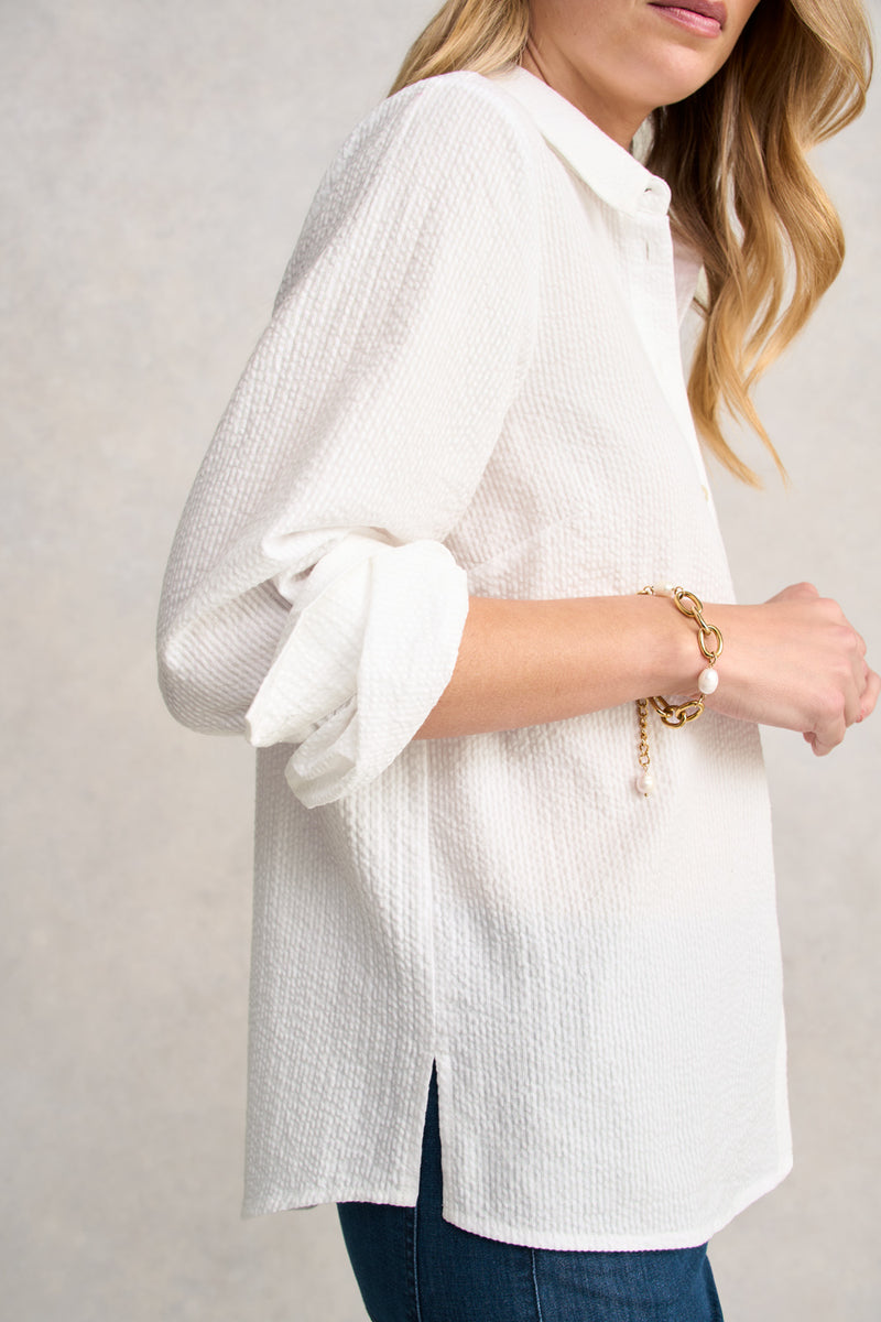 Cotton Seersucker Shirt - White