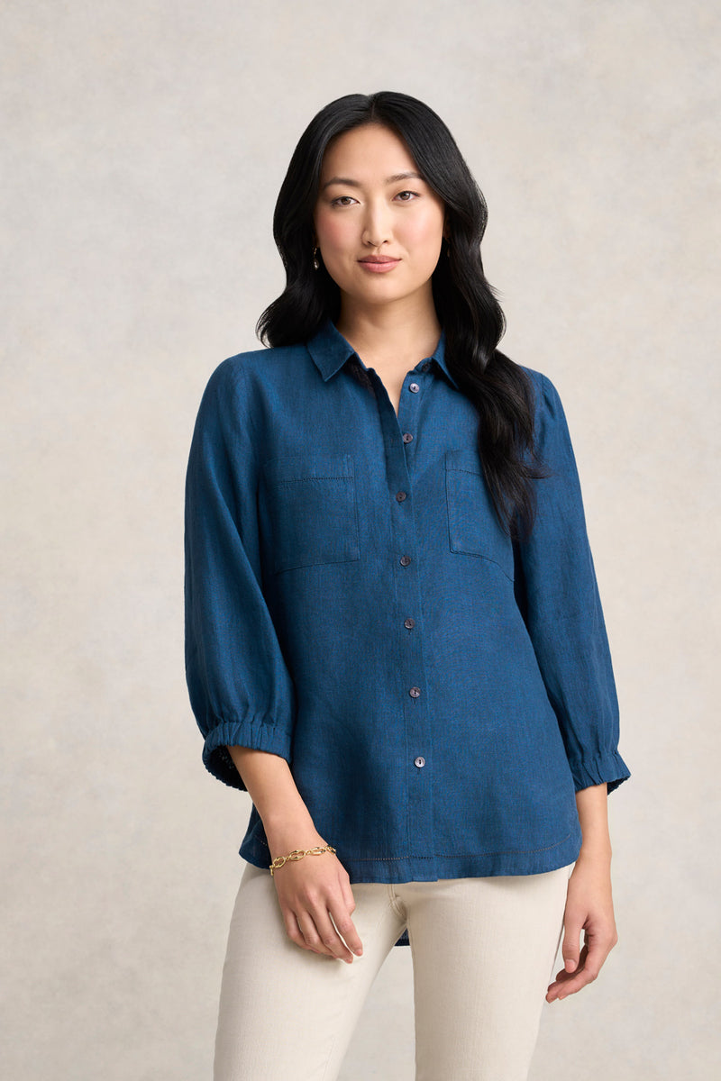 Essential Linen Shirt - Navy Delave