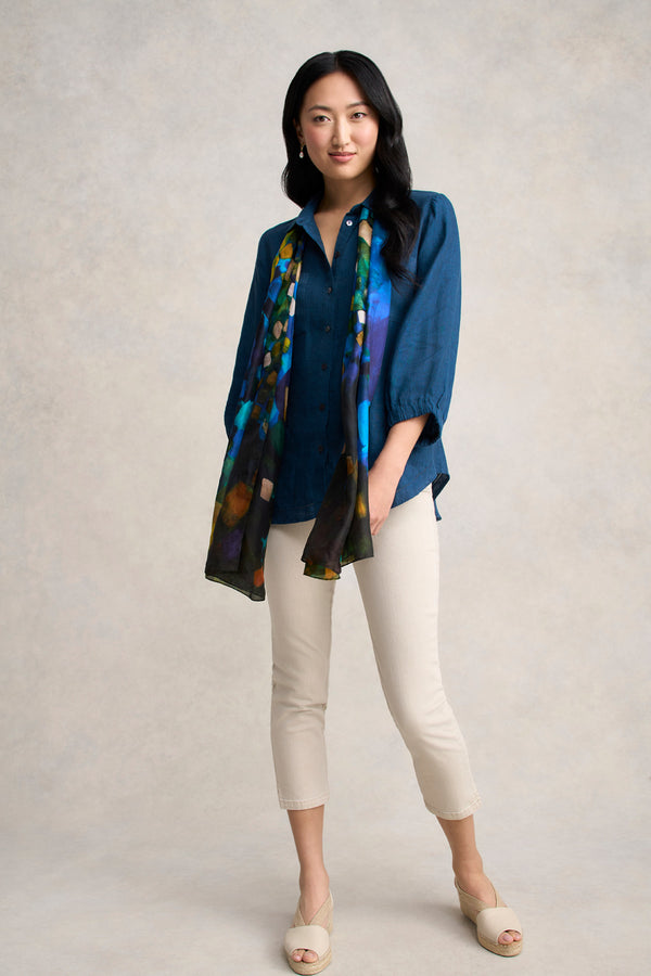 Essential Linen Shirt - Navy Delave