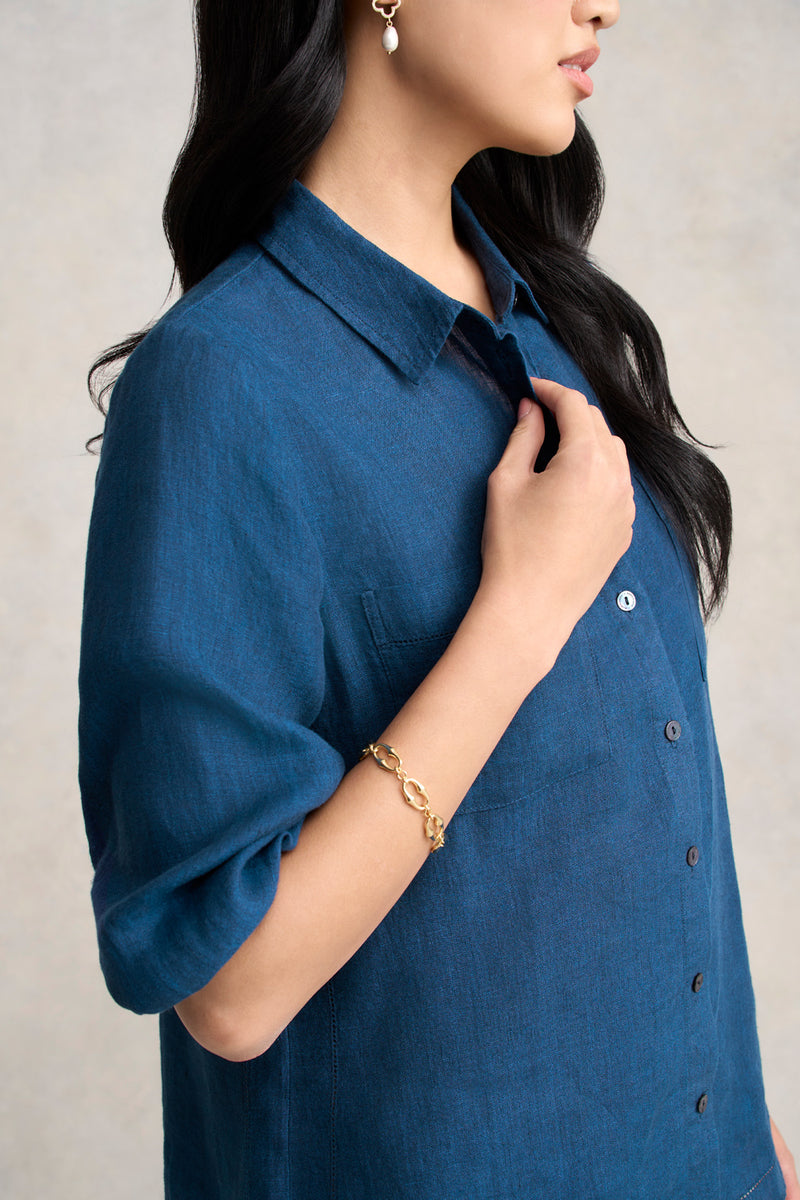 Essential Linen Shirt - Navy Delave