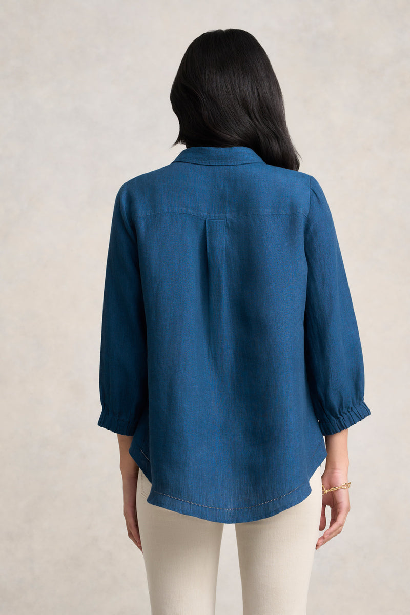 Essential Linen Shirt - Navy Delave