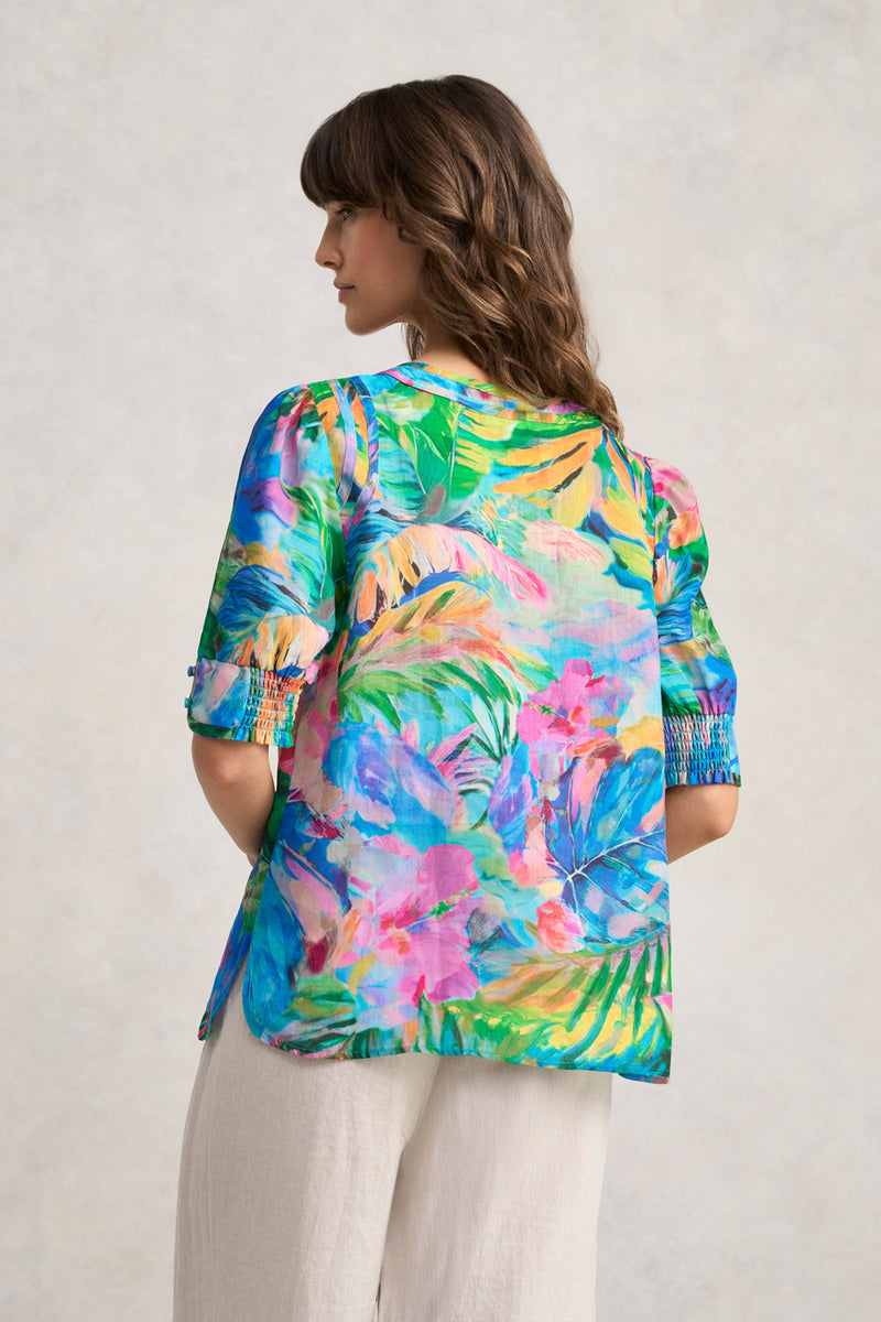 Panelled Blouse - Vibrant Palm Print