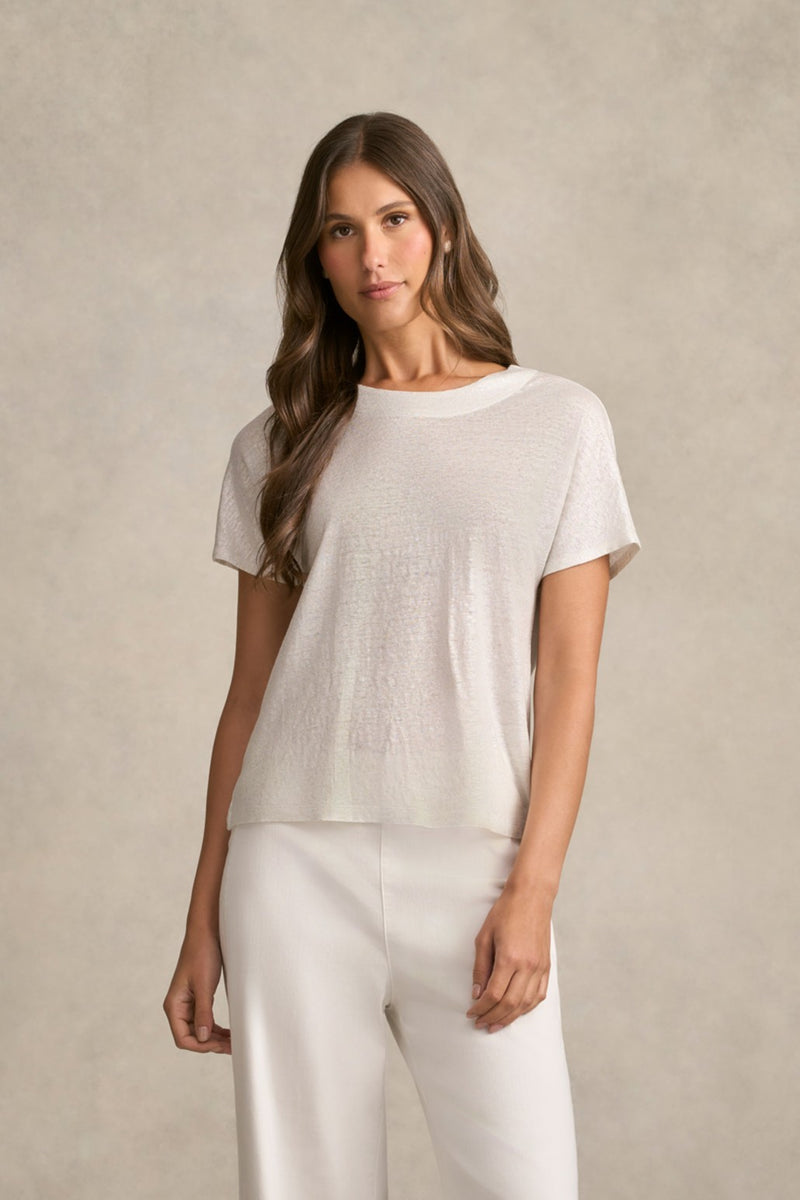 Shimmer French Linen Tee - Silver