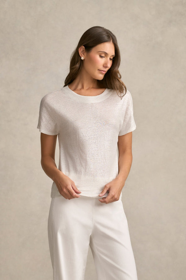Shimmer French Linen Tee - Silver