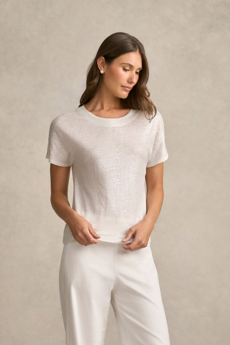 Shimmer French Linen Tee - Silver