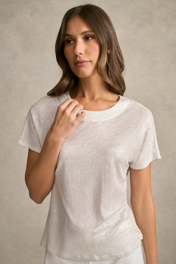 Shimmer French Linen Tee - Silver