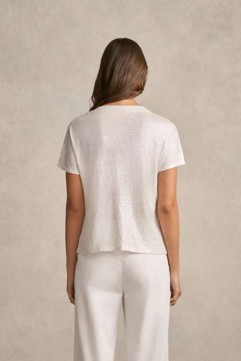 Shimmer French Linen Tee - Silver