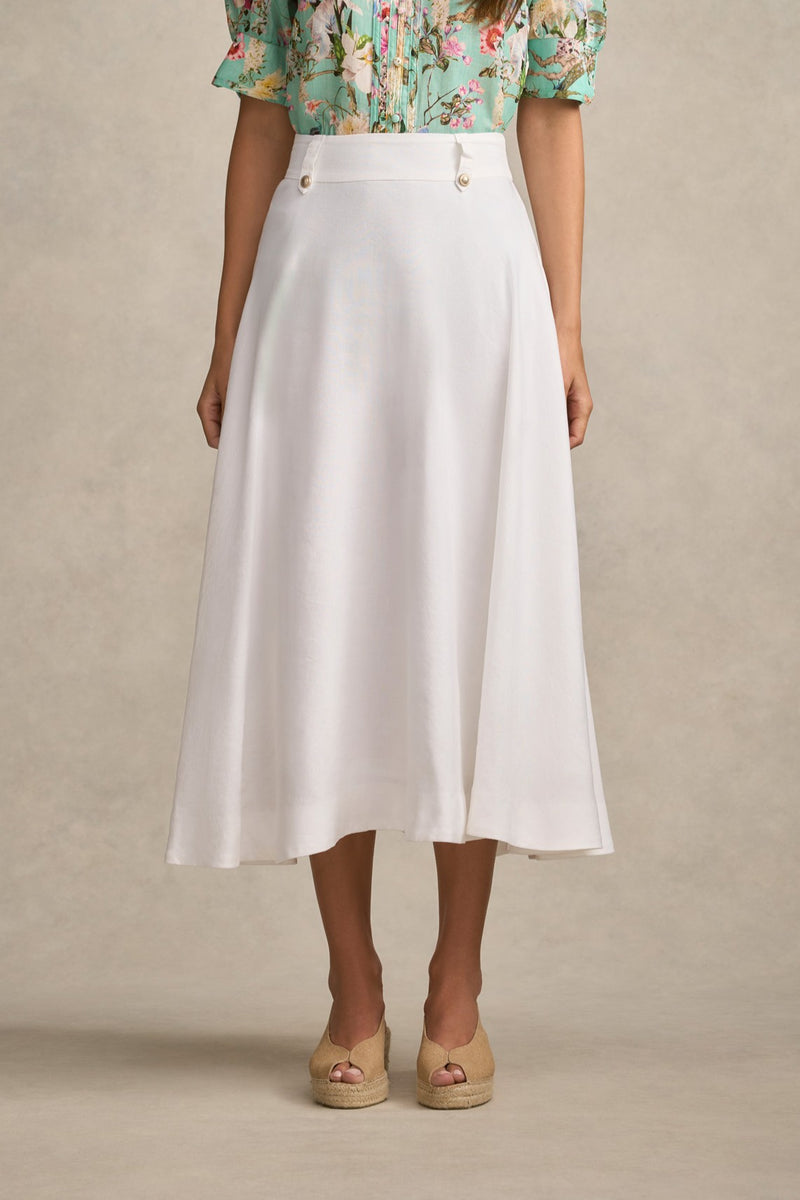Full Linen Skirt - White