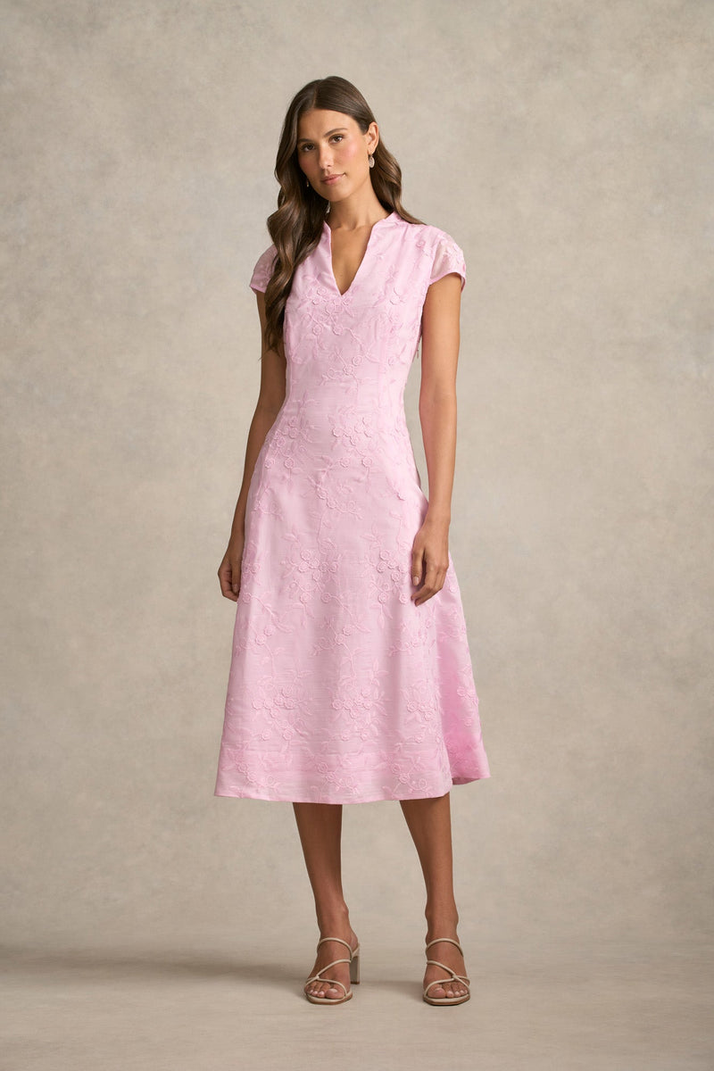 3D Floral Event Dress - Soft Pink