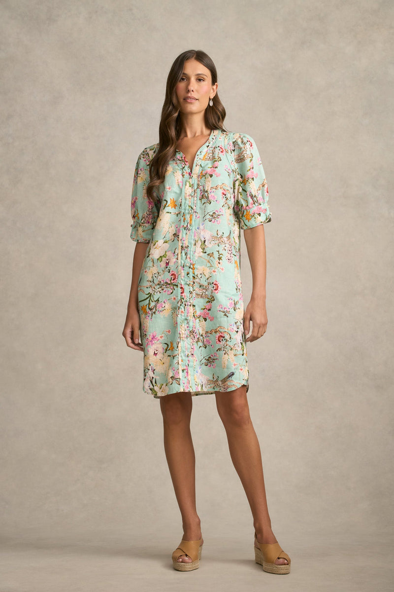 Panelled Shift Dress - Orchid Print