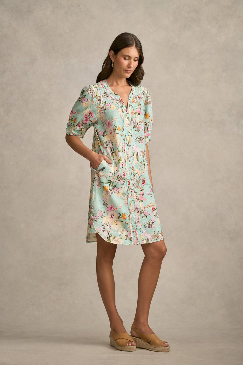 Panelled Shift Dress - Orchid Print