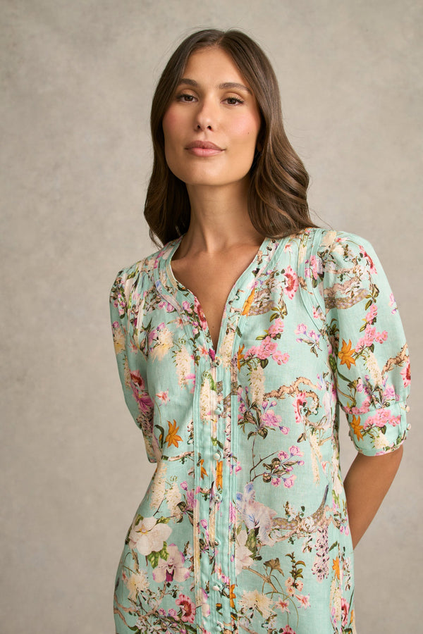 Panelled Shift Dress - Orchid Print