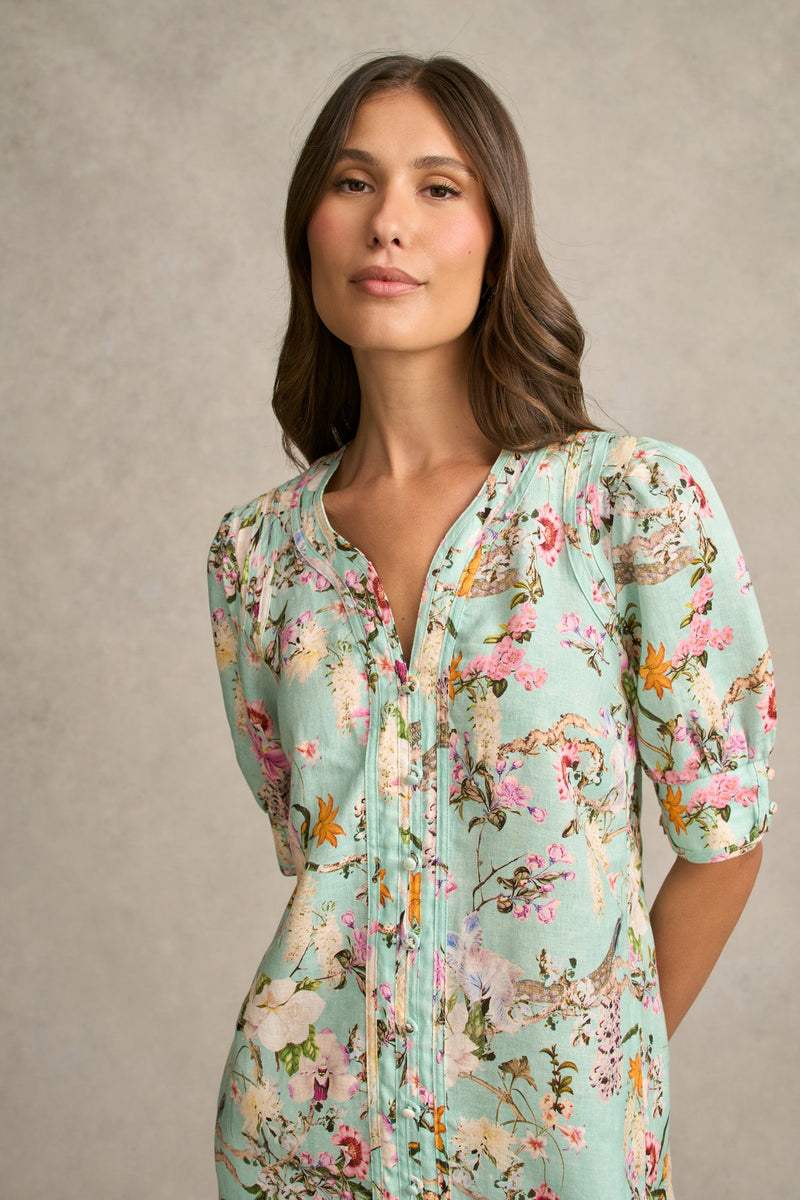 Panelled Shift Dress - Orchid Print