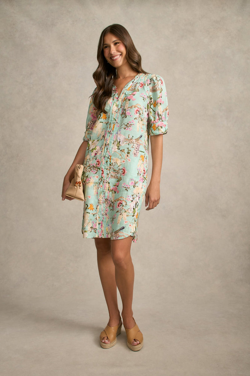 Panelled Shift Dress - Orchid Print