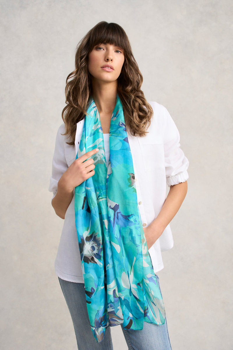 Abstract Print Scarf - Blue
