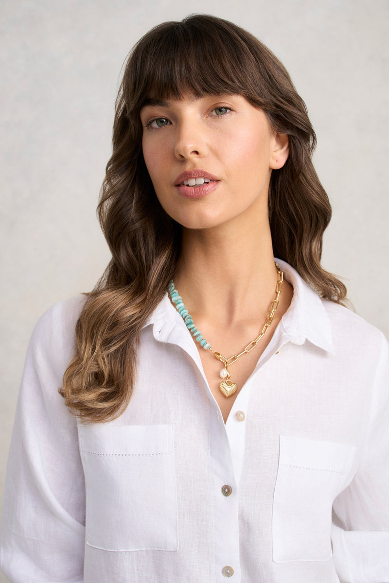 Heart Pendant Necklace - Aqua