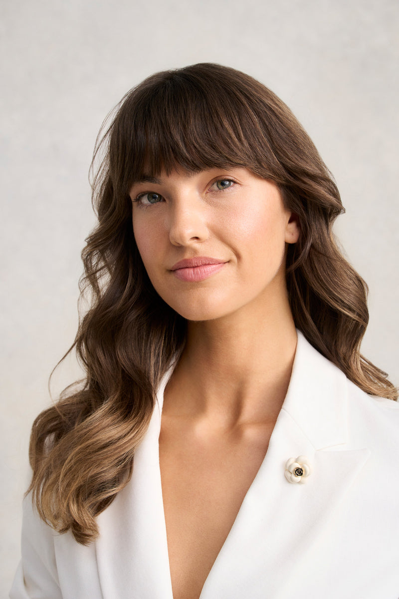 Enamel Floral Brooch - White