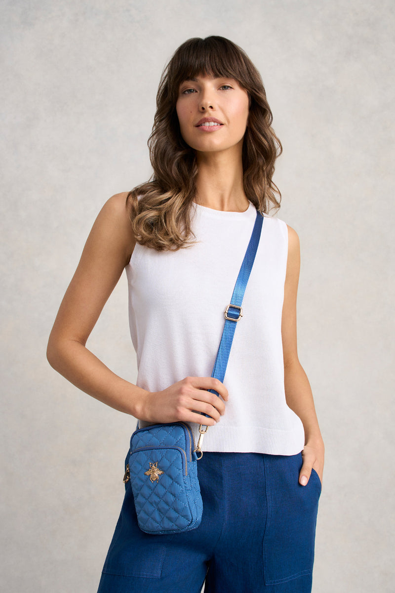 Quilted Phone Bag - Mid Blue
