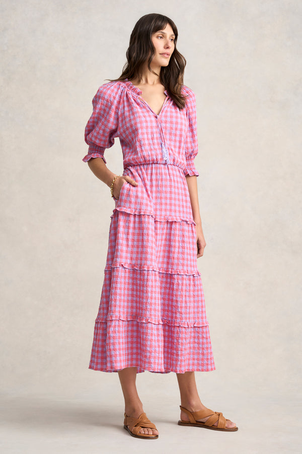 Cotton Gingham Tiered Dress