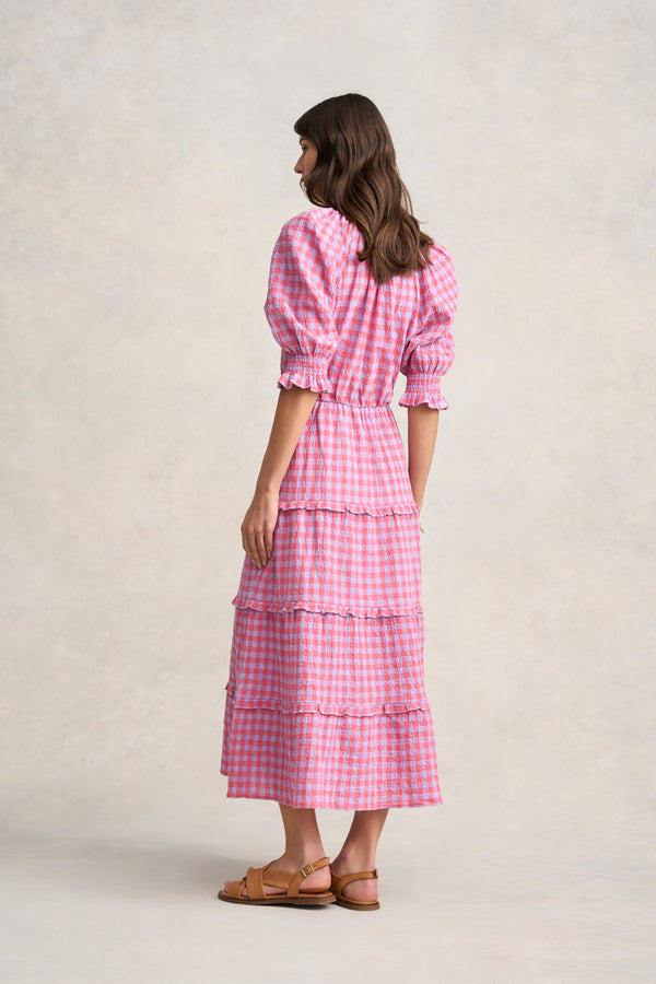 Cotton Gingham Tiered Dress