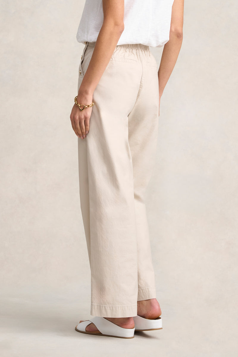 Cotton Wide Leg Pant - Pebble