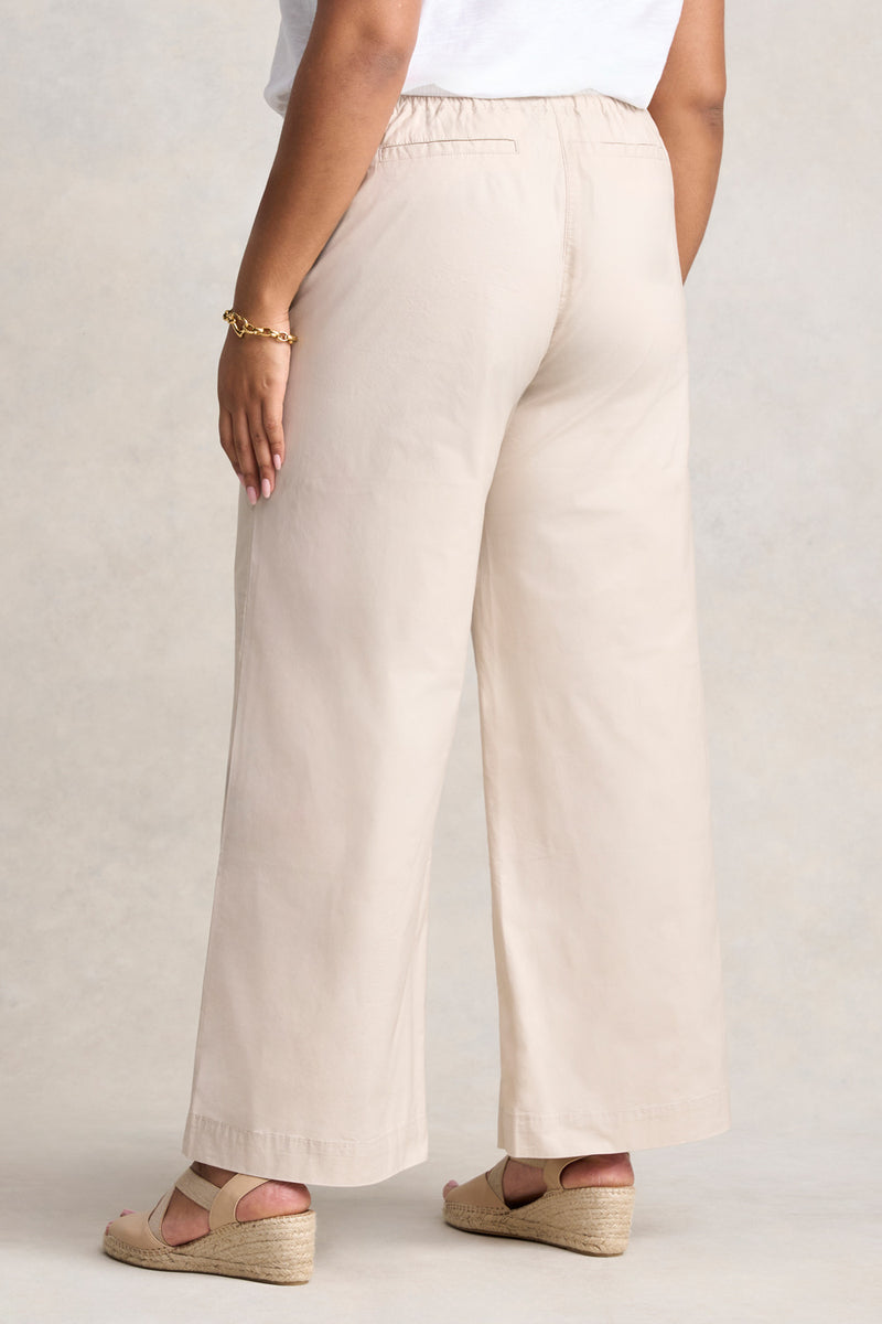 Cotton Wide Leg Pant - Pebble