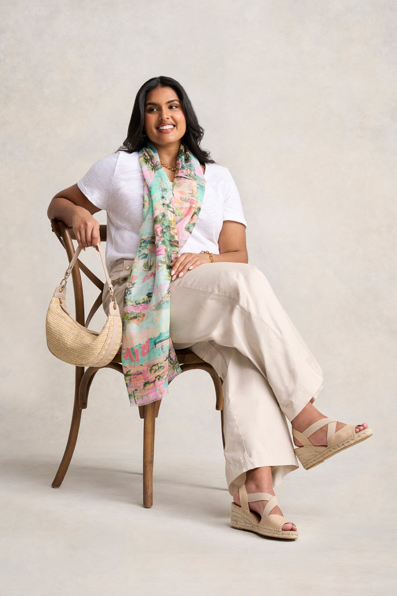 Cotton Wide Leg Pant - Pebble