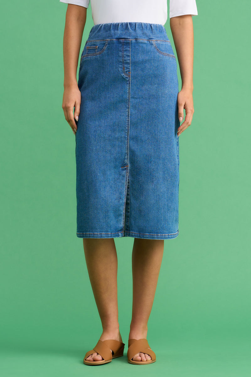 Denim Skirt Light Denim Blue Illusion