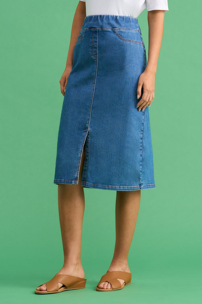 Denim Skirt Light Denim Blue Illusion