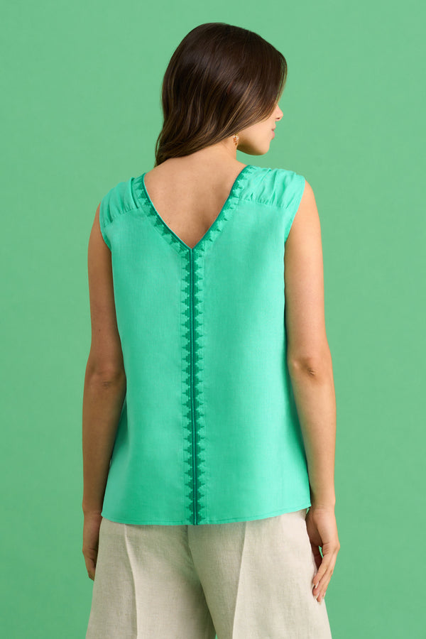 Buy Linen Teal Tops for Women by Amydus Online