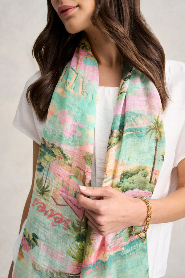 Holiday Print Linen Scarf