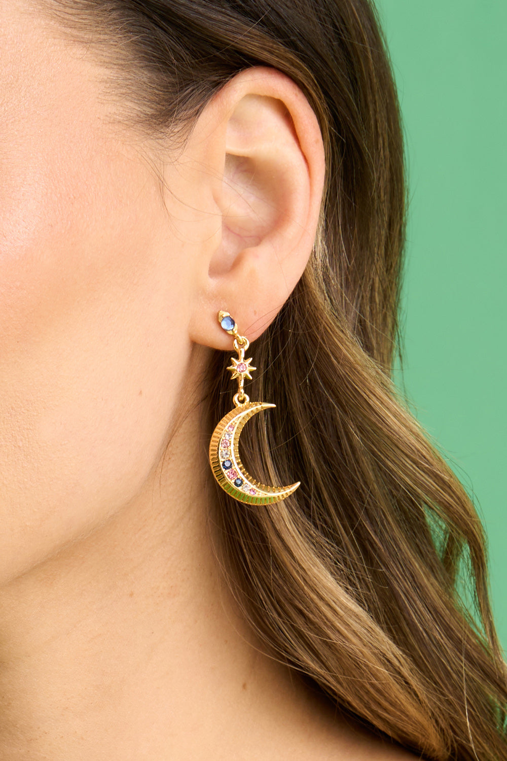 Gold Plated Moon Star Western Earrings For Women – Silvermerc Designs