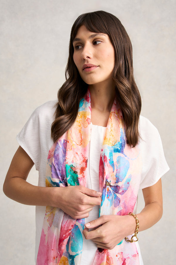 Watercolour Floral Silk Scarf