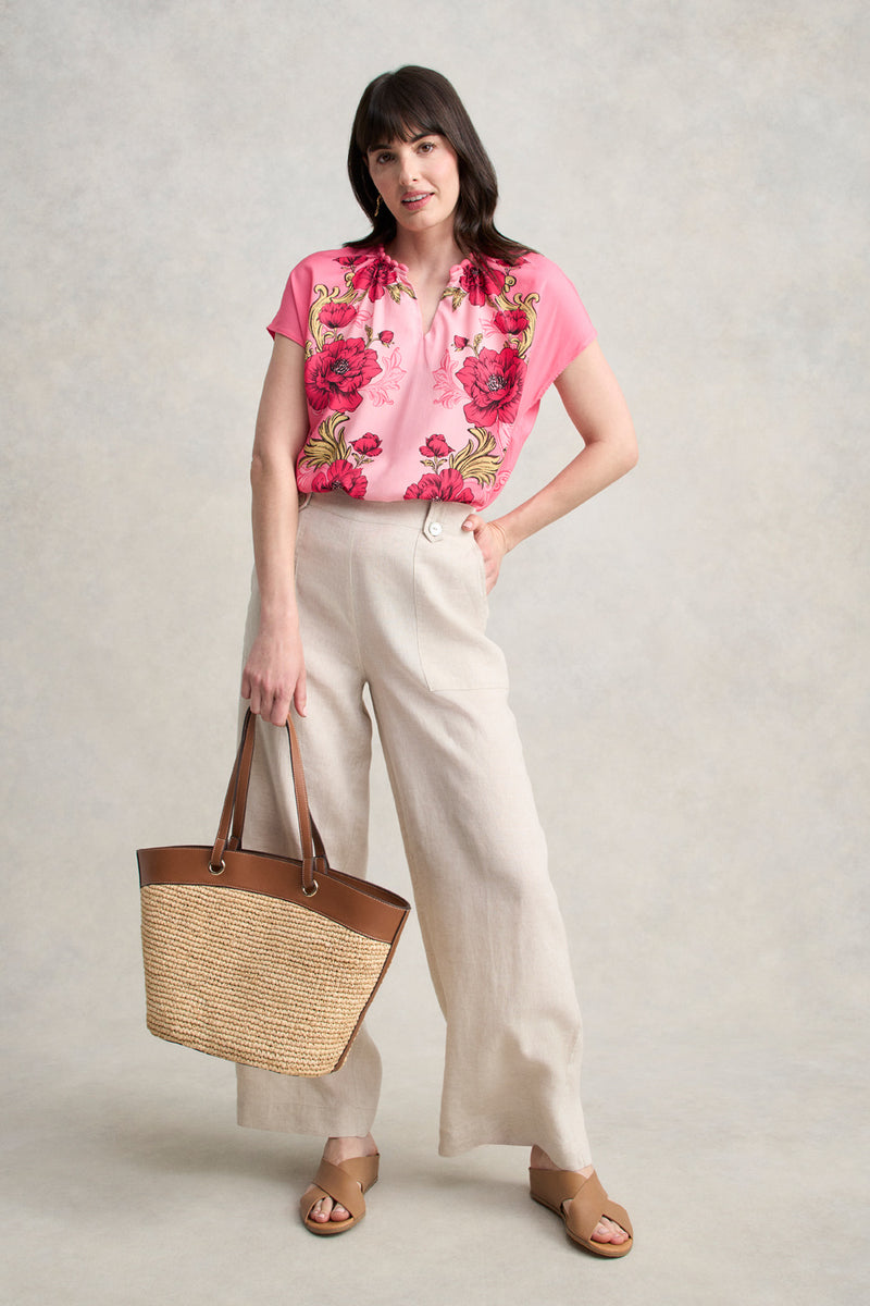 Twist Detail Top - Sunset Glow Print