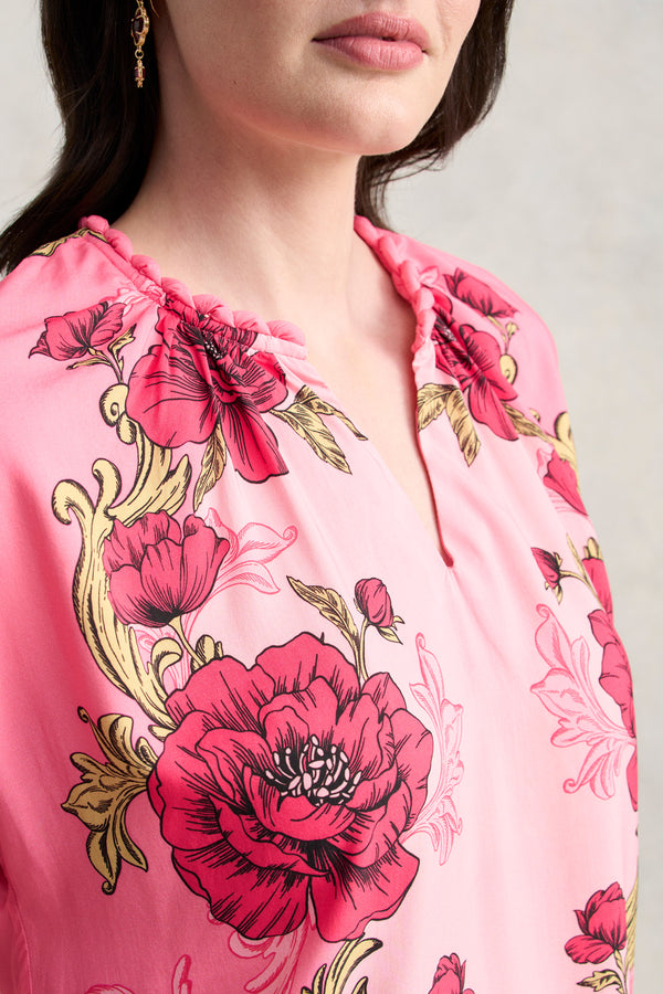 Twist Detail Top - Sunset Glow Print