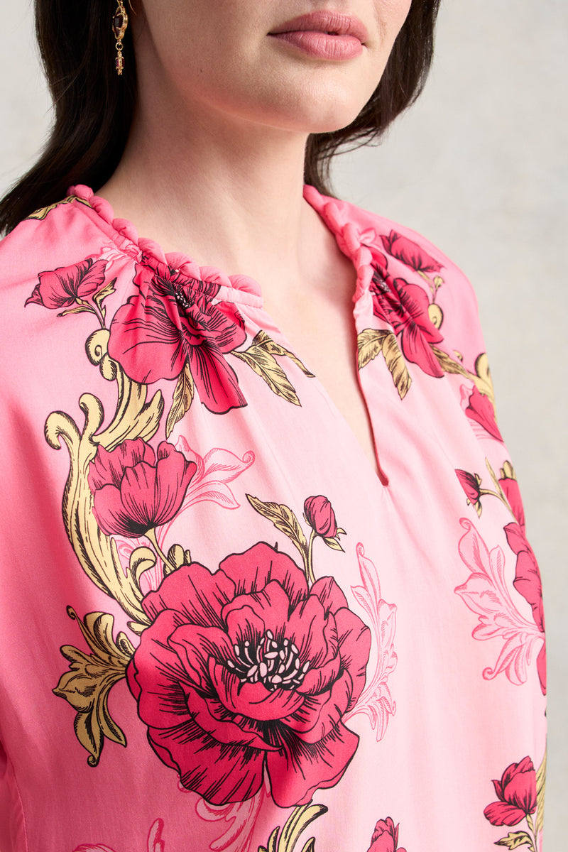 Twist Detail Top - Sunset Glow Print