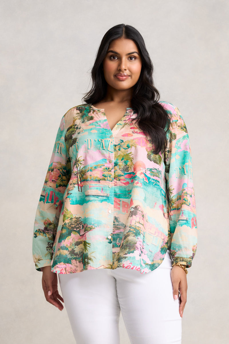 Cotton Resort Shirt - Holiday Print