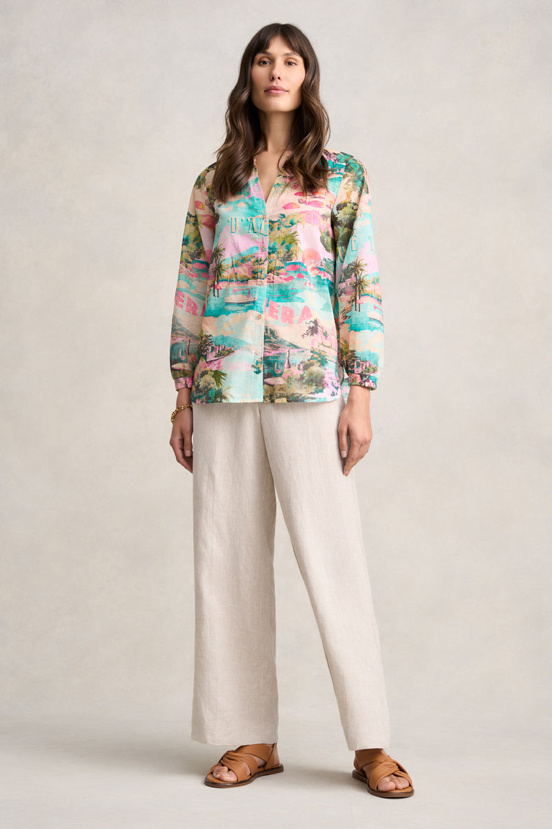 Cotton Resort Shirt - Holiday Print