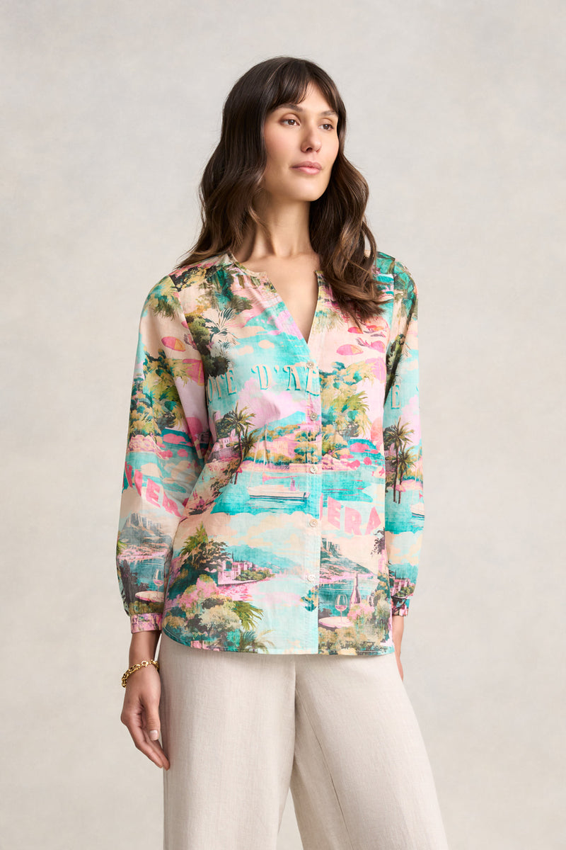 Cotton Resort Shirt - Holiday Print