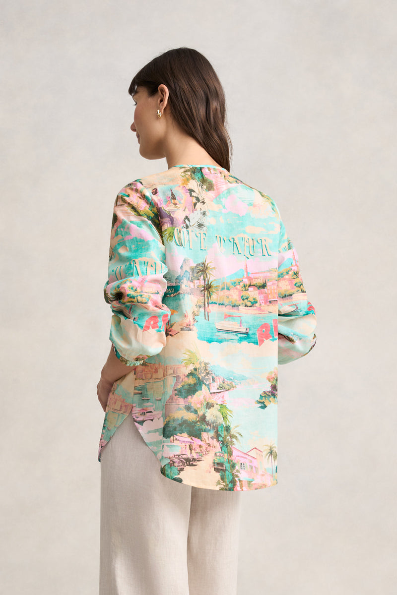 Cotton Resort Shirt - Holiday Print