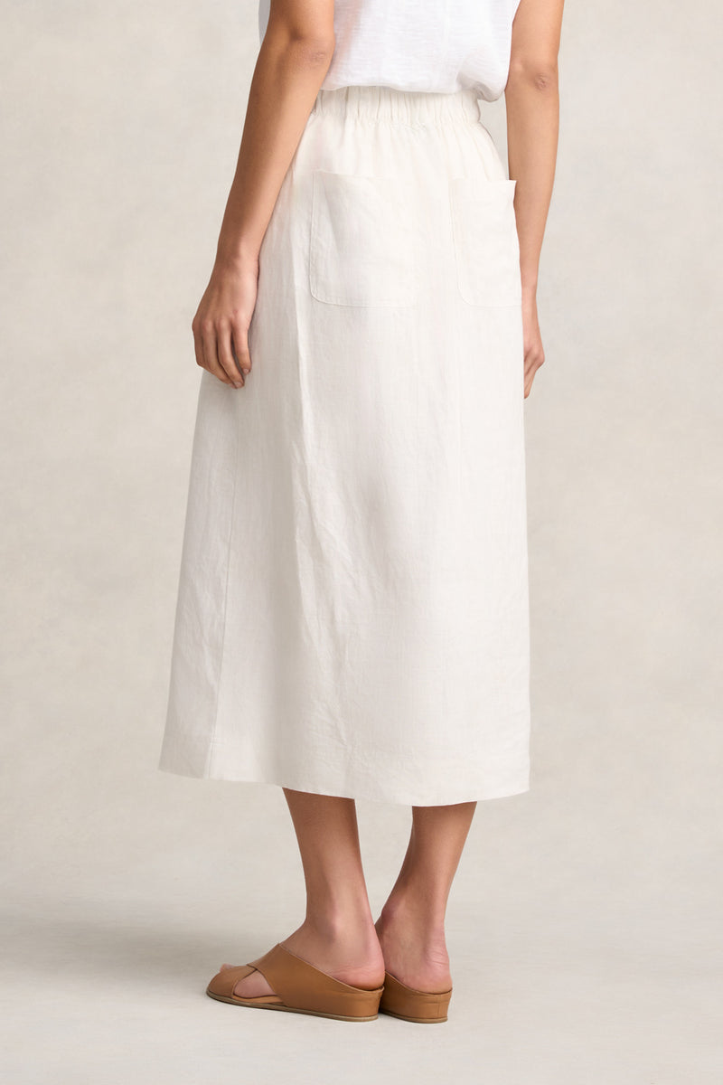 Linen Braid Detail Skirt - Egret