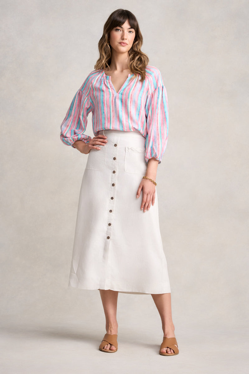 Linen Braid Detail Skirt - Egret