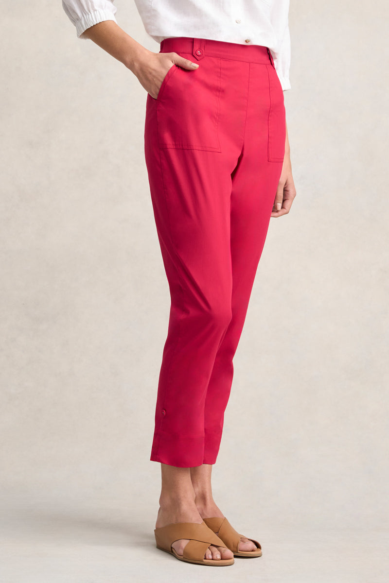 Pocket Detail Capri Pant - Rouge